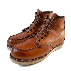 Red Wing Heritage Moc Toe Boots 10875 9.5 D Made In USA Oro Legacy Tan Leather